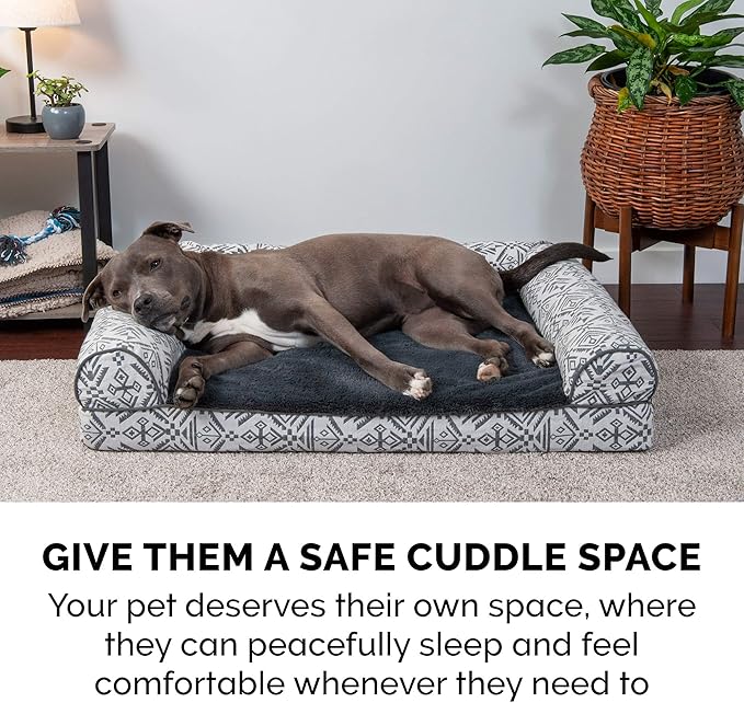Furhaven Orthopedic Dog Bed for Large/Medium Dogs w/ Removable Bolsters & Washable Cover 55 lbs