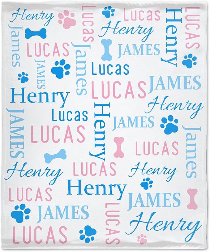 Personalized Dog Blankets Dog Paw Print Blanket Puppy Blanket 80"x60" for