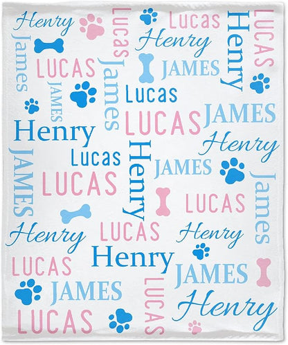 Personalized Dog Blankets Dog Paw Print Blanket Puppy Blanket 80"x60" for