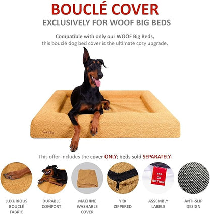 Replacement Cover Only (Beds Sold Separately) - Mustard Boucle - Machine Washable - Anti-Slip - YKK Zippered (Large)