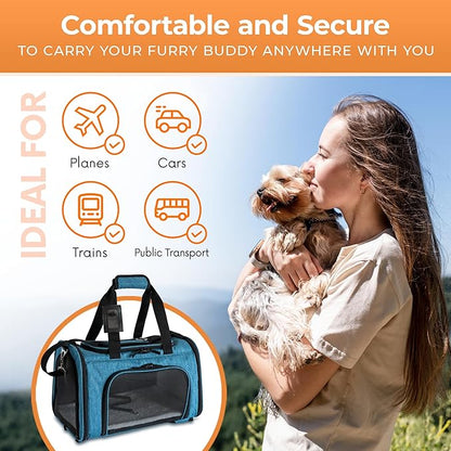 DCSP Pets Pet Carrier - Versatile Cat Carrier Converts to Backpack - Airline Approved Dog Bag Carrier with Mesh Widows - Suitable for Large Cats, Small Dogs - Soft Travel Carriers for Hiking, Walking