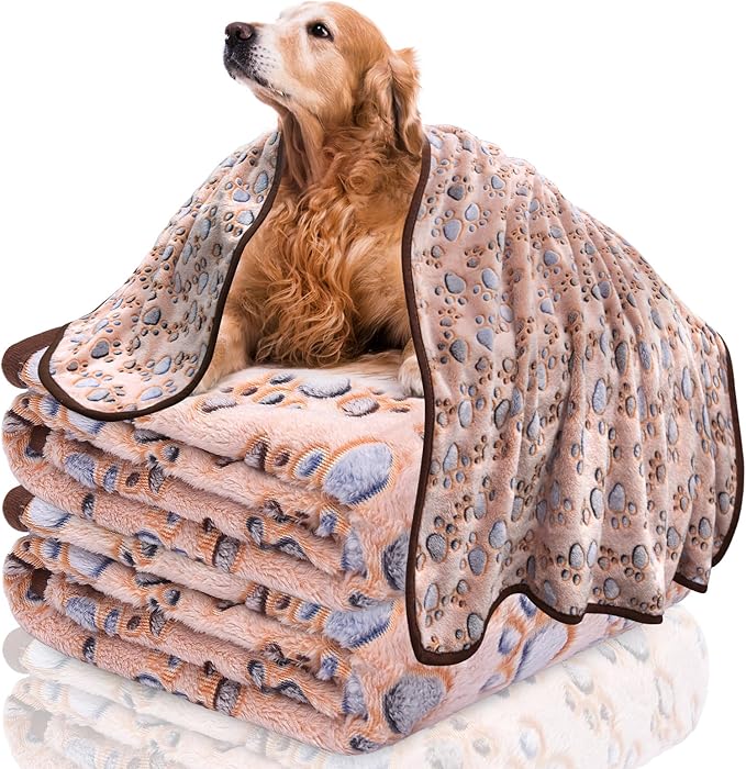 Dog Blankets for Medium Dogs 3 Pack 41" x 31",Cute Paw