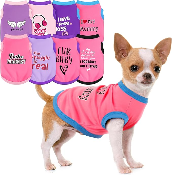 Elevate Your Pet's Seasonal Style: 8PCS of Playful and Airy Dog Shirts with Hilarious Prints