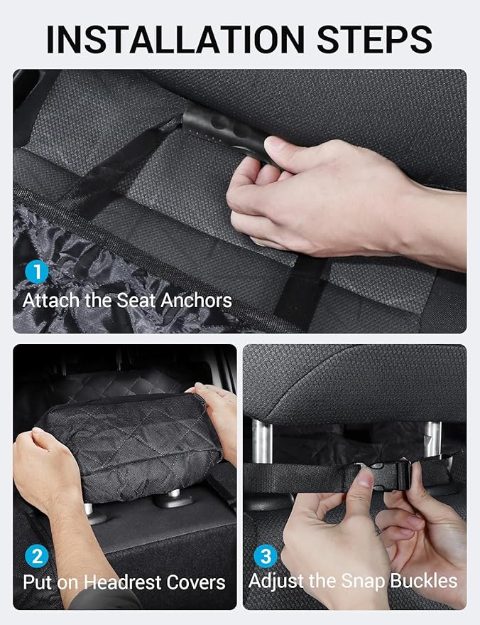 Proadsy 2024 Upgrade Dog Car Seat Cover Custom Fit 2019-2024 Toyota Rav4 SUV Back Seat Extender Waterproof Scratch Proof Durable Black Protector Pet Hammock