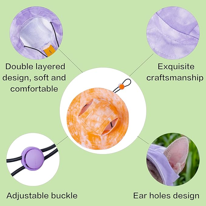 Pet hat with Ear Holes Sunscreen Baseball Cap Suitable for Small and Medium-Sized Dogs Outdoor Climbing hat in Summer Pet Products (Small