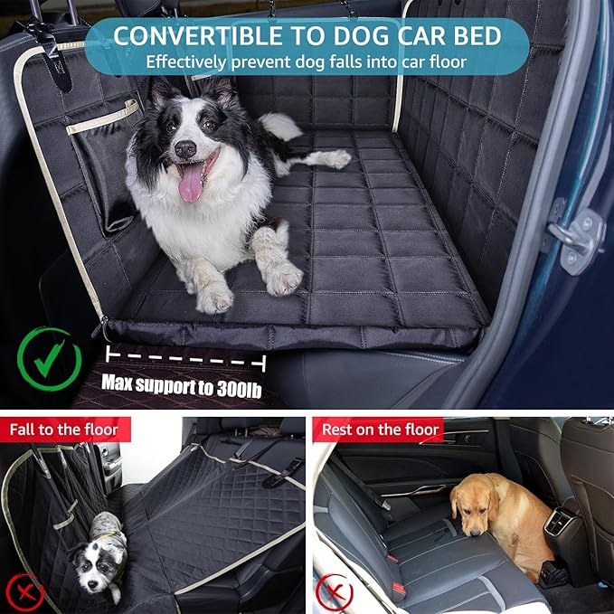 Lassie Back Seat Extender for Dogs Hard Bottom Waterproof Dog Hammock for Car