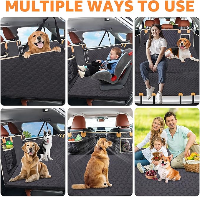 LOOBANI Hard Bottom Car Seat Cover for Dogs: Back Seat Extender for Dogs
