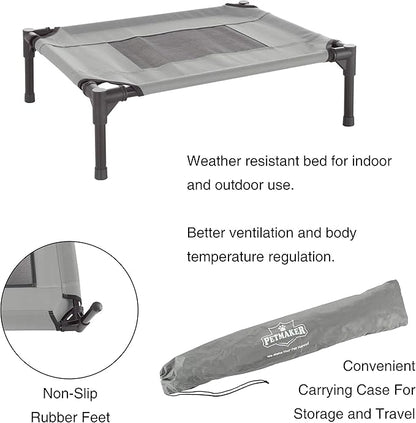 PETMAKER Elevated Dog Bed 24.5x18.5-Inch Portable 25lbs (Gray)
