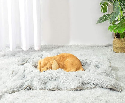 Dog Blankets - Two Tone Shaggy Fur Calming Cat Blankets Dog Beds Pet Throw Blanket Protector for Crate, Bed, Couch & Sofa (X-Large (60''x43''), Storm Grey)