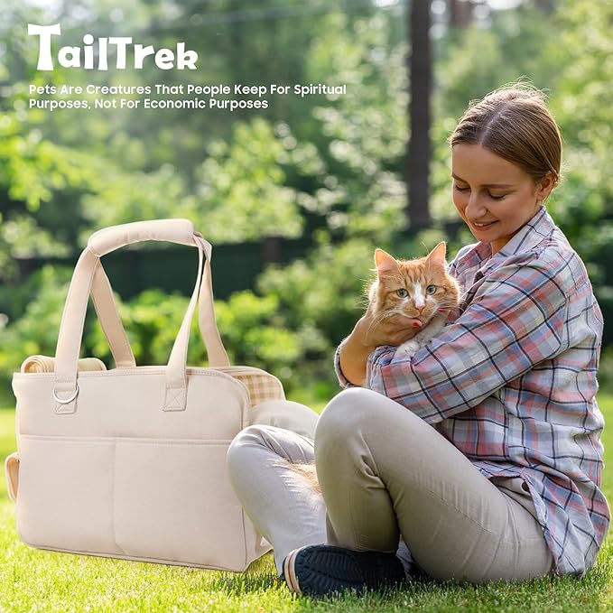 Dog Carrier Airline Approved for Pet, Soft Sided Folding Pet Carrier for Small Medium Cats Puppies up to 15 Lbs, Washable Breathable Puppy Carrie Carrier for Outdoor Travel(Small Beige)