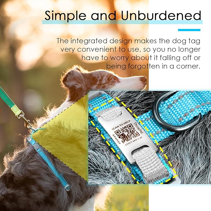 ThinkPet Reflective Breathable Soft Air Mesh with QR Code Dog Tag Puppy Choke Free Over Head Vest Harness for Puppy Small Medium Dogs and Cats Medium Light Blue