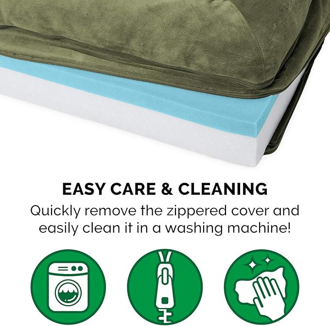 Furhaven Cooling Gel Dog Bed for Large Dogs w/ Removable Bolsters & Washable Cover 95 lbs