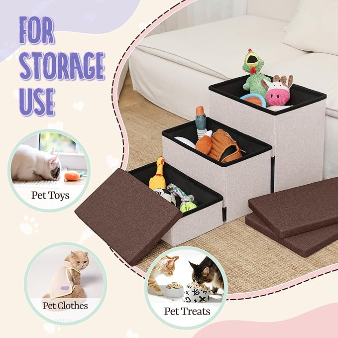 downluxe Dog Stairs for Small Dogs (3-Step Pet