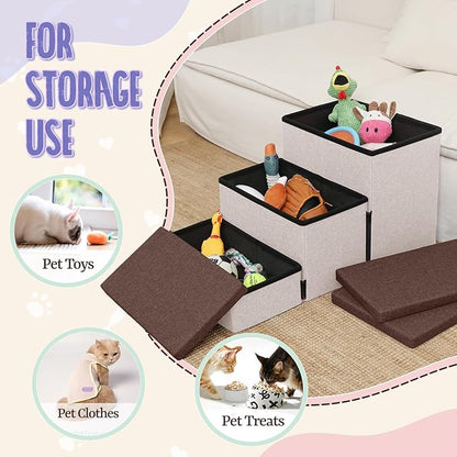 downluxe Dog Stairs for Small Dogs (3-Step Pet