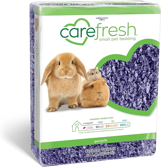 carefresh 99% Dust-Free Playful Purple Natural Paper Small Pet Bedding with Odor Control, 50 L