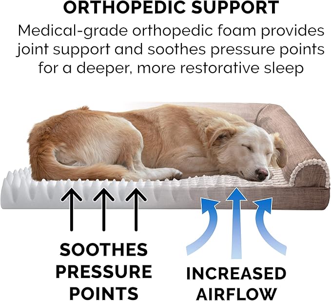 Furhaven Orthopedic Dog Bed for Large/Medium Dogs w/ Removable Bolsters & Washable Cover 55 lbs