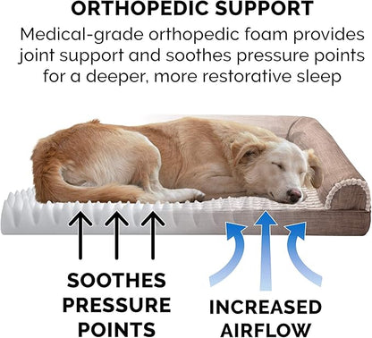 Furhaven Orthopedic Dog Bed for Large/Medium Dogs w/ Removable Bolsters & Washable Cover 55 lbs