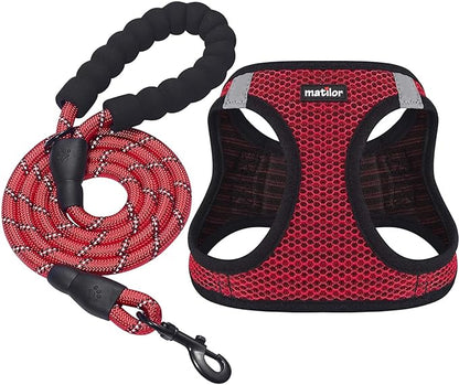 Dog Harness Step-in Breathable Puppy Cat Dog Vest Harnesses for Small Medium Dogs Red