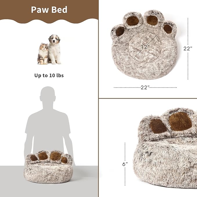 Jiupety Pet Round Bed of Paw Shape (22"×22"×6"), Gray