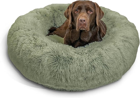 Best Friends by Sheri The Original Calming Donut Cat and Dog Bed in Shag Fur Sage 36"