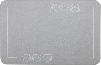 YCT Cat Pet Food Mat, Cat Feeding Mat, Non-Slip Bottom Absorbent Pet Mat, Quick Dry Dog Cat & Dog Food Mat, Pet Supplies Mat, 16.9"x24" Gray