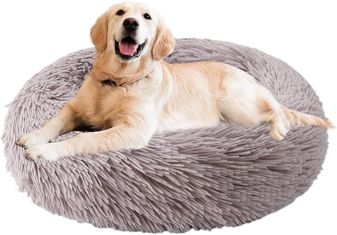 Aurako Cat Bed Dog Bed Round Cushion Pet 28" Taupe