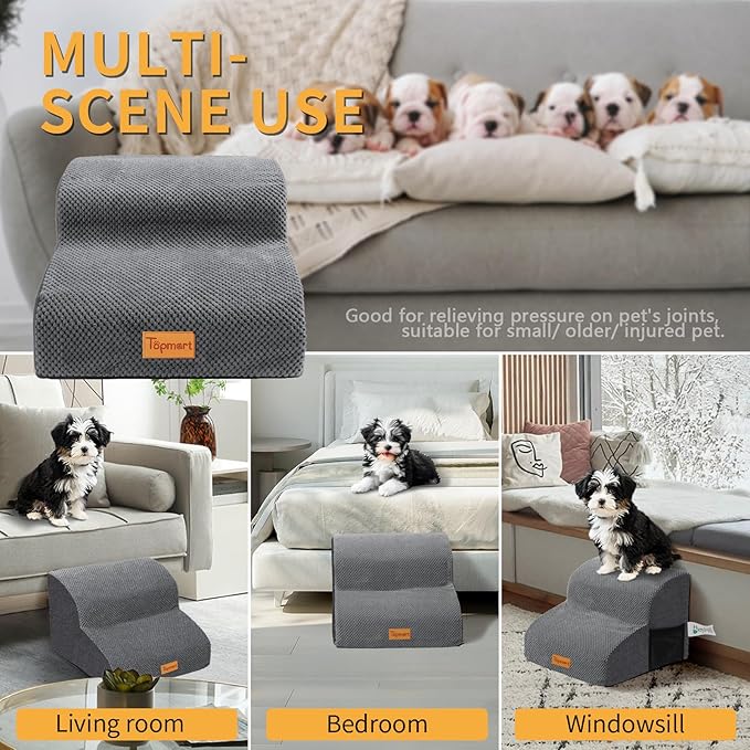 Topmart High Density Foam Pet Steps 2 Tiers 11.8" High,Non-Slip