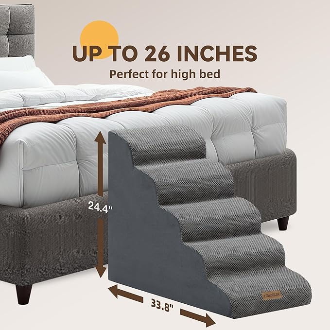 Foam Pet Stairs for High Beds 5-Step Dog 26''