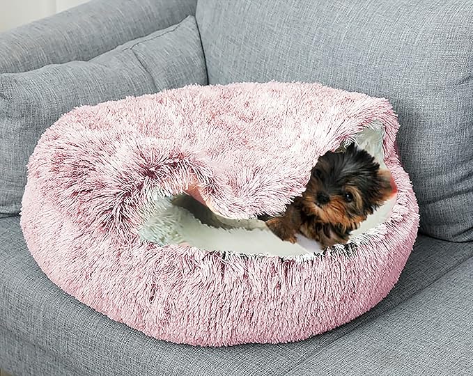 Dog Cave Bed for Small Dogs Cats Pets (20" D,