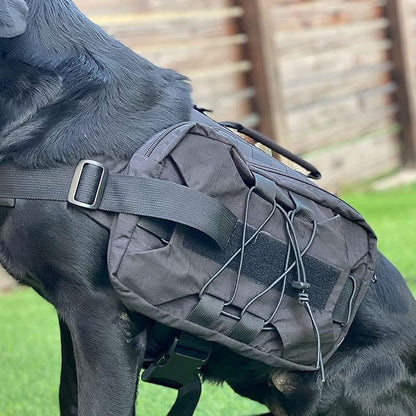 Large Dog Backpack, Outdoor Hound Saddle Bag Dog Pack with Side Pockets for Small Medium Large Dogs, Adjustable Tactical Dog Pack for Hiking, Travel, Camping, Training Black L