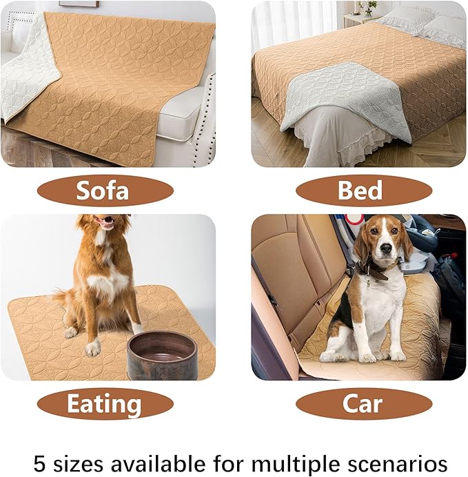 Waterproof Dog Bed Cover Pet Blanket for Furniture Bed Couch Sofa Reversible (Sand+Cream, 82x82 Inches)