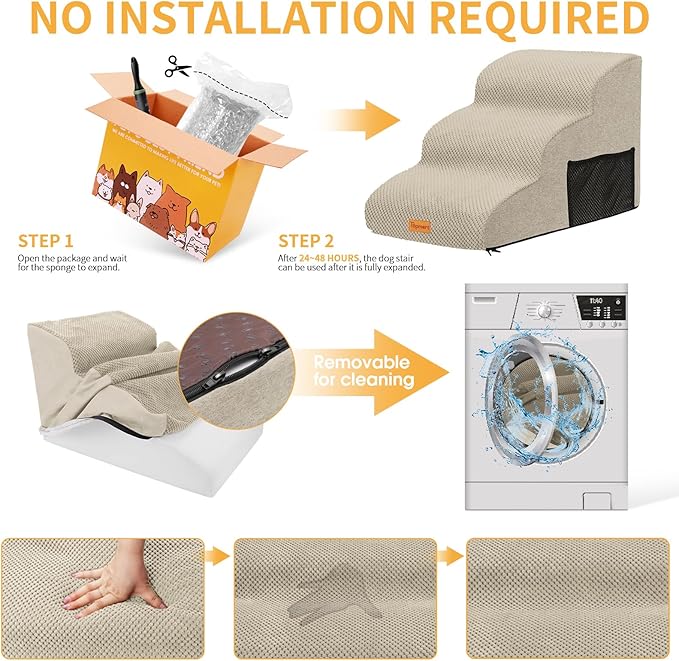 Topmart 3 Tiers Foam Dog Ramps/Steps