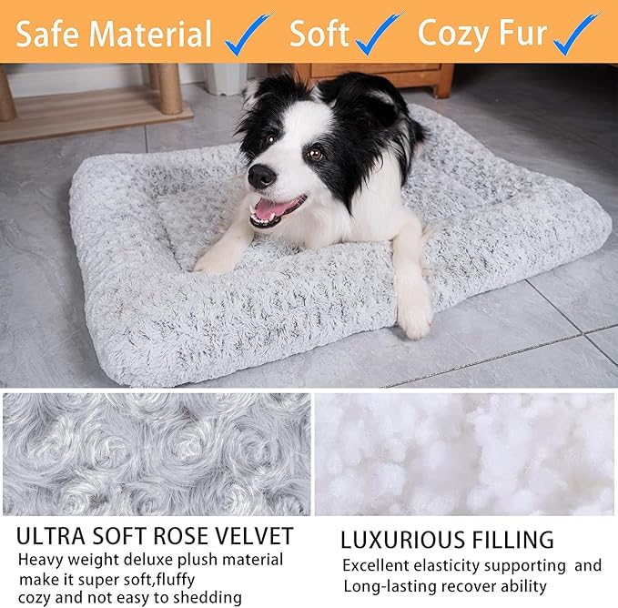 Dog Beds Crate Pad for Medium (17"x12"Grey)