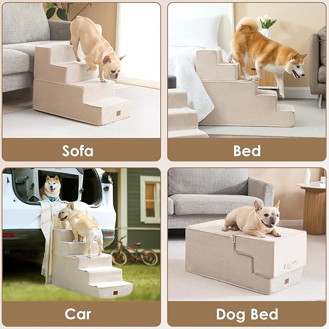 EHEYCIGA Dog Stairs for Small Dogs 13.5" H 3-Step Dog