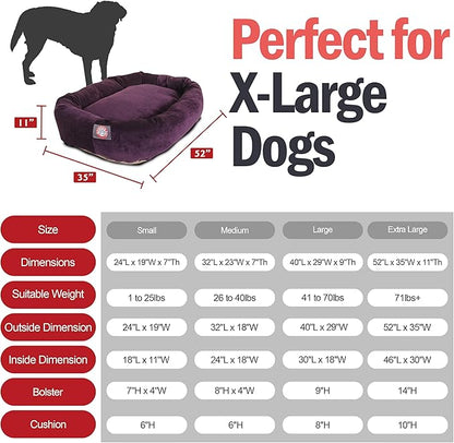 Majestic Pet 52 Inch Micro Velvet Calming Dog Bed Washable – Cozy Soft Round Dog Bed with Spine for Head Support 52x35x11 (inch)