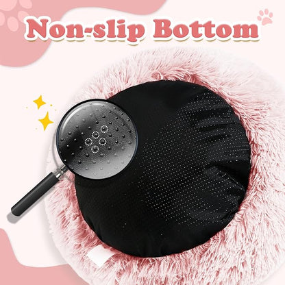 JOLLYVOGUE Calming Donut Dog Bed & Cat Bed (20", Pink)