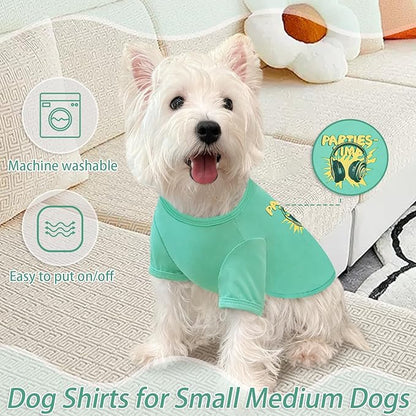 XPUDAC 4 Pack Dog Shirts Soft Summer Dog Clothes for Small Medium Dogs Breathable Lightweight Cute Tshirt with Sleeves Puppy Cat Outfit green-2X-Large