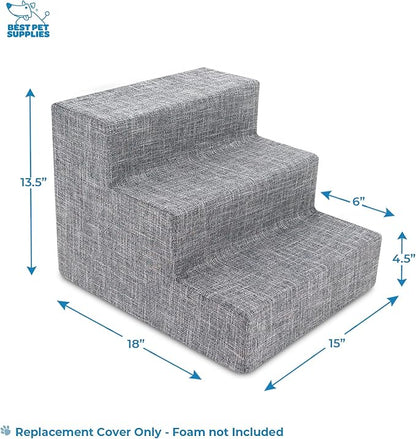 Best Pet Supplies Foam Pet Steps Cover for Small Dogs and Cats 3-Step (Cover
