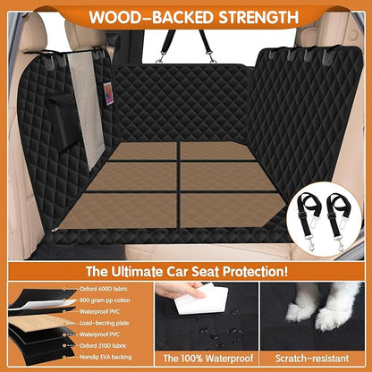Dog Car Seat Cover for Back Seat with Strong Hard Bottom