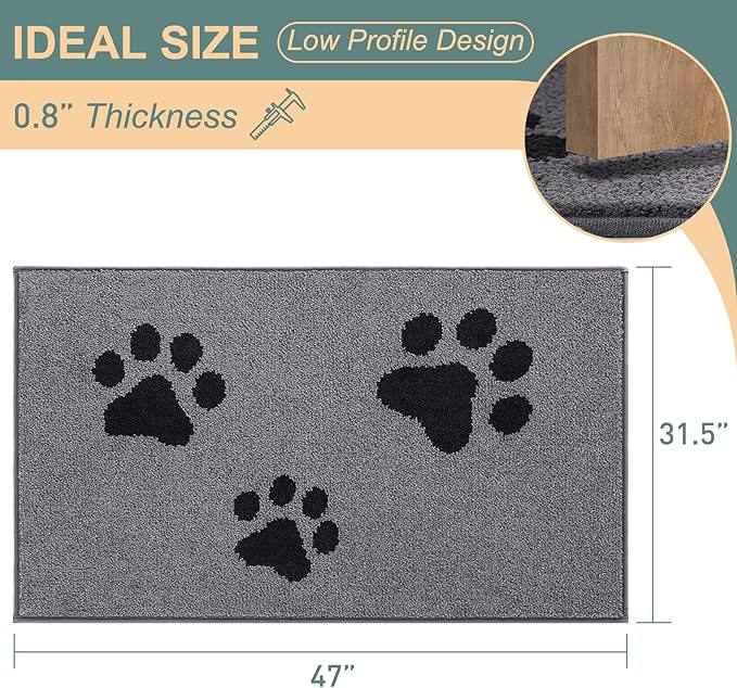 Mibao Door Mat Indoor 47" x 31.5", Grey