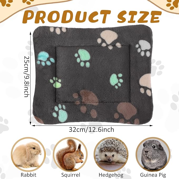 4 Pack Ultra Soft Dog Cat Bed Mat with Cute Prints Reversible Fleece Dog Crate Kennel Pad Cozy Washable Thickened Hamster Guinea Pig Bed Pet Bed Mat for Small Animals (Black,13 x 10 Inches)