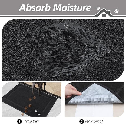 BEQHAUSE Dog Door Mat for Muddy Paws Dirt Trapper Absorbent Entryway Rug Non-Slip Washable Dog Mat Low-Profile Indoor Door Mats Soft Welcome Mat for Muddy Wet Shoes and Paws 20"x32"