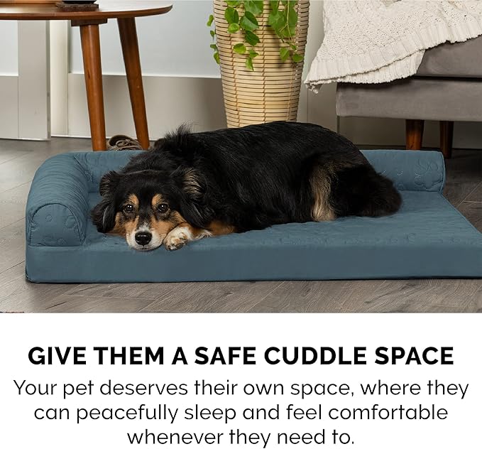 Furhaven Cooling Gel Dog Bed for Large Dogs w/ Removable Bolsters & Washable Cover 95 lbs