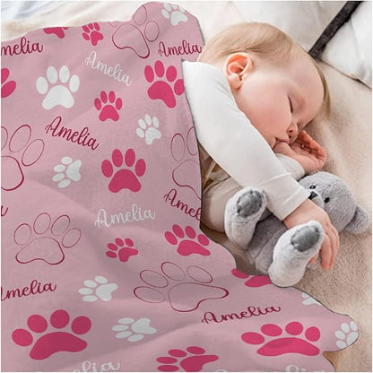Personalized Dog Blankets Dog Paw Print Blanket Puppy Blanket 120"x90" for