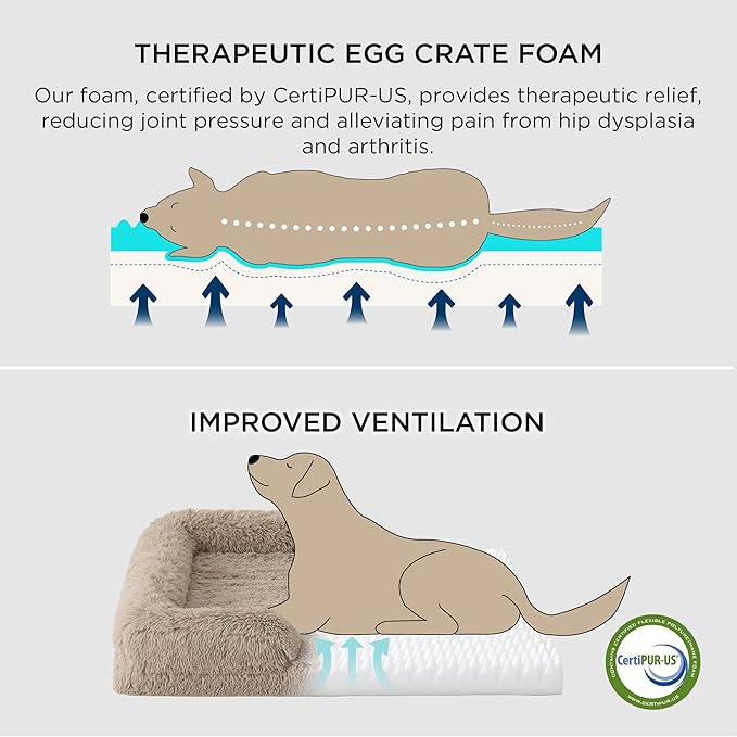 Bedsure Orthopedic Dog Bed for Extra Large Dogs - XL Washable Calming Dog Sofa Beds Large, Supportive Foam Pet Couch Bed with Removable Washable Cover, Waterproof Lining and Nonskid Bottom, Taupe