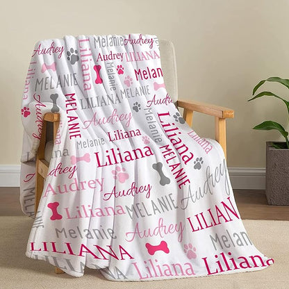 Personalized Dog Blankets Dog Paw Print Blanket Puppy Blanket 120"x90" for