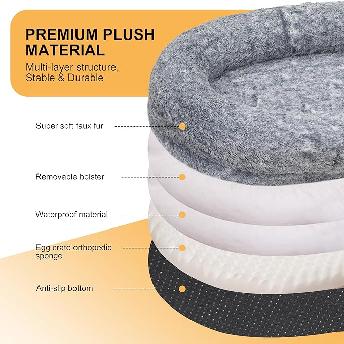 MAROUTE Large Dog Bed 63" Luxury 3D Memory