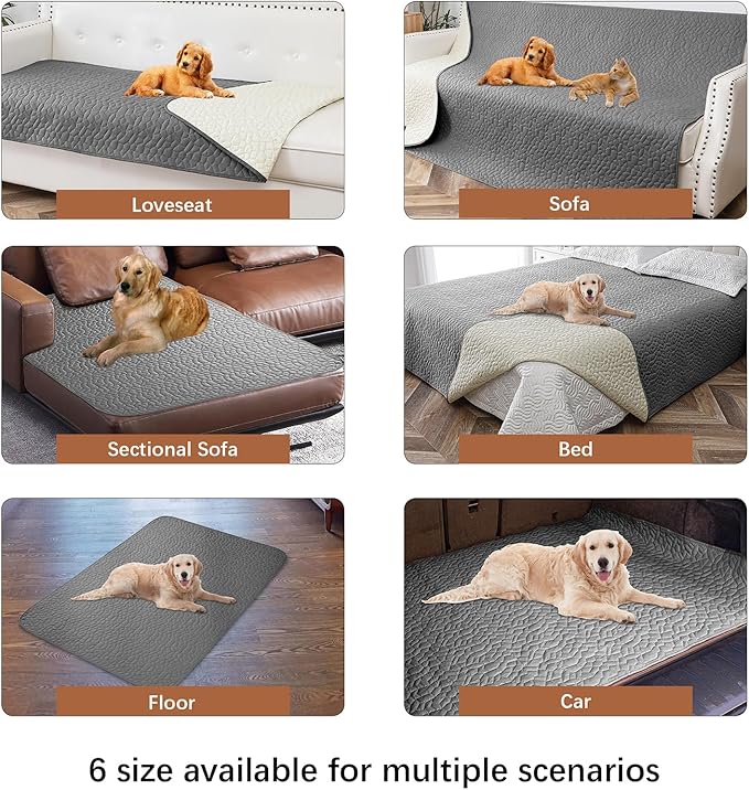 Waterproof Dog Blanket, Washable Anti-Slip Pet Couch Covers for Sofa,Pet Hair Resistant Blankets Bed Chair Furniture Couch Protector for Dogs-68x82,Darkgrey