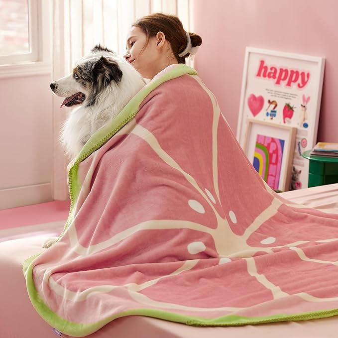 Lesure Dog Blankets for Large Dogs 350GSM Flannel 50"x50", Pink