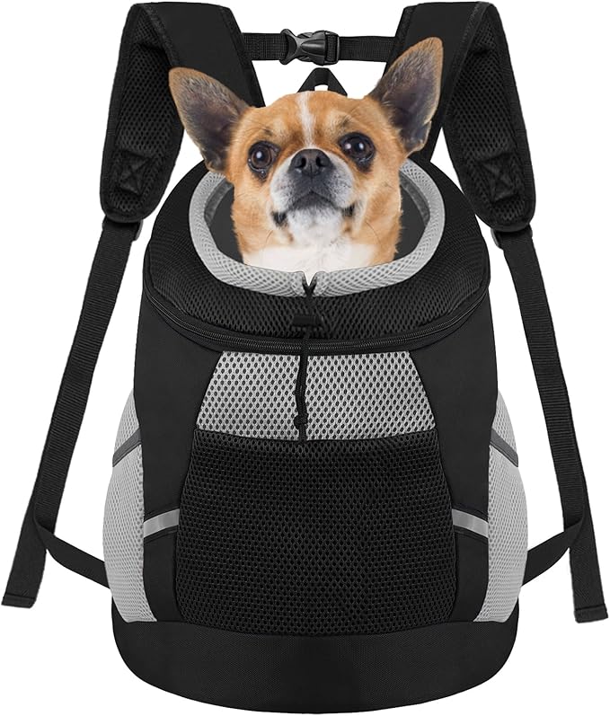 SUNRISING Pet Dog Carrier Backpack for Small Dogs,Dog Front Carrier with Storage Pockets Head Out Breathable Dog Back Pack for Hiking Dog Backpack Carrier with Safety Strips Black S New